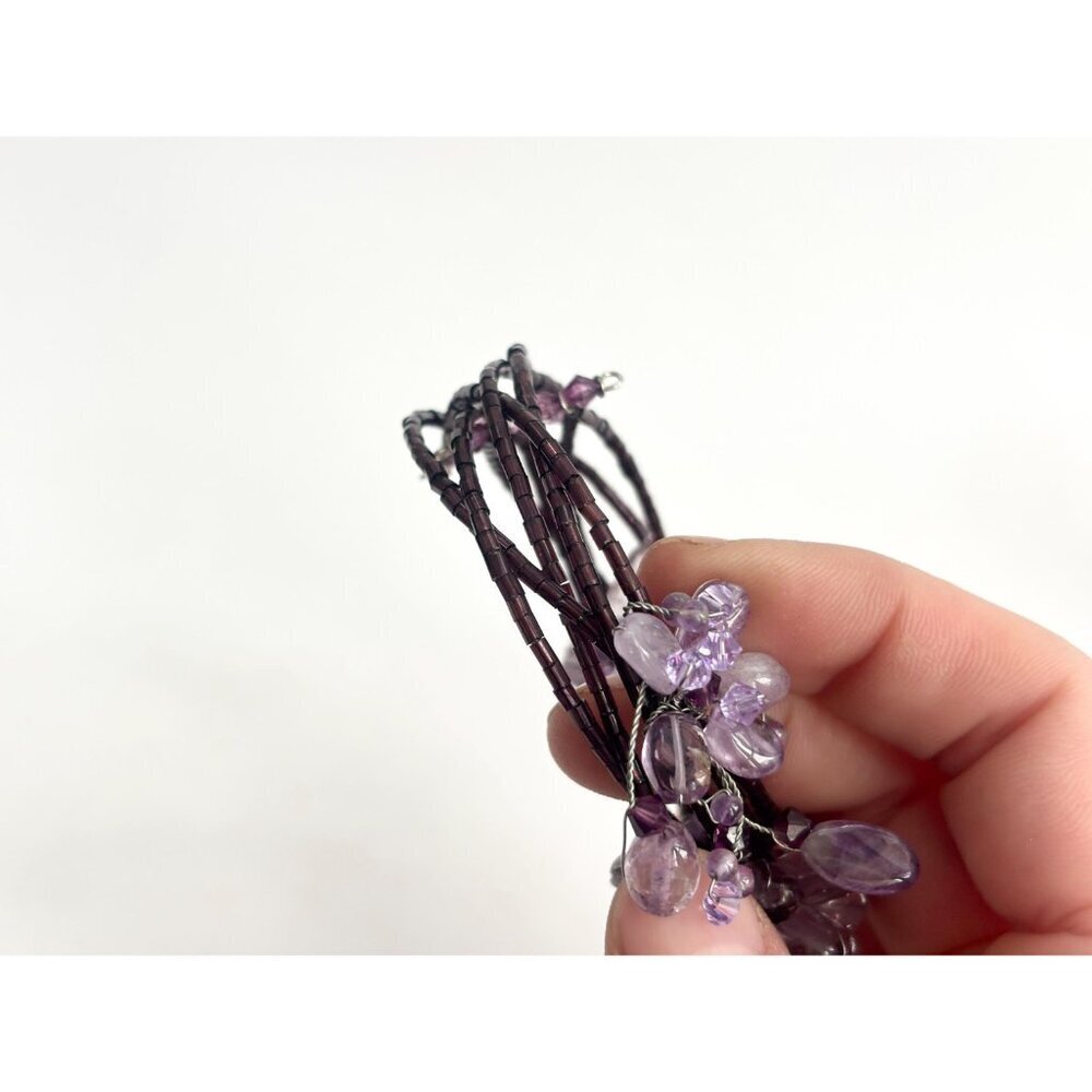 Wrap Around Purple Beaded Vintage Floral Multi Layered Bracelet - Picture 11 of 12